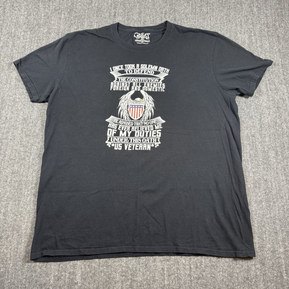 Great American Era US Veteran T Shirt Men XL Black Made in USA Eagle Graphic Tee